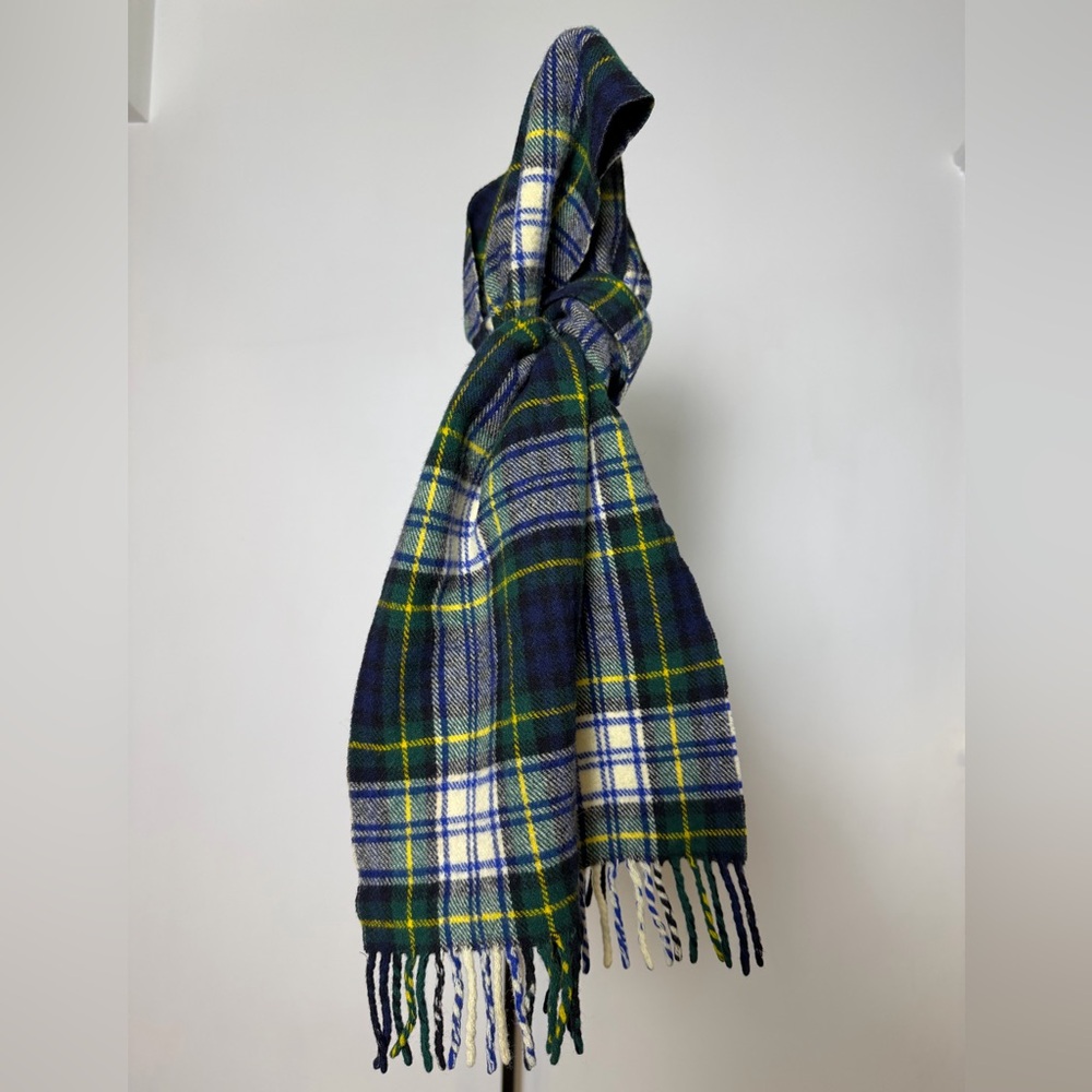 Vintage Amicale Wool Plaid Tartan Scarf - Blue and Green